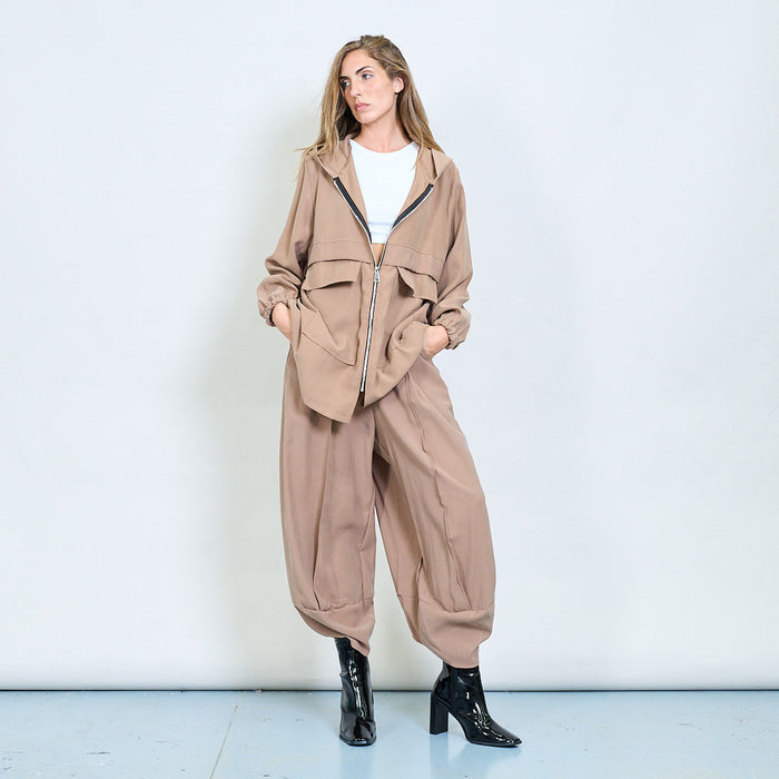 Structured utility zip jacket with hood wholesale