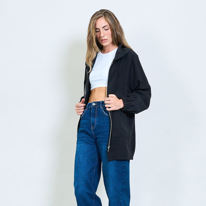 Structured utility zip jacket with hood wholesale