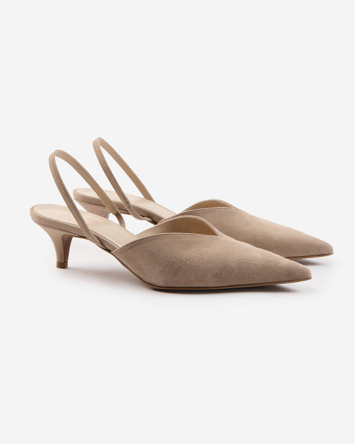 Suede leather slingback pumps