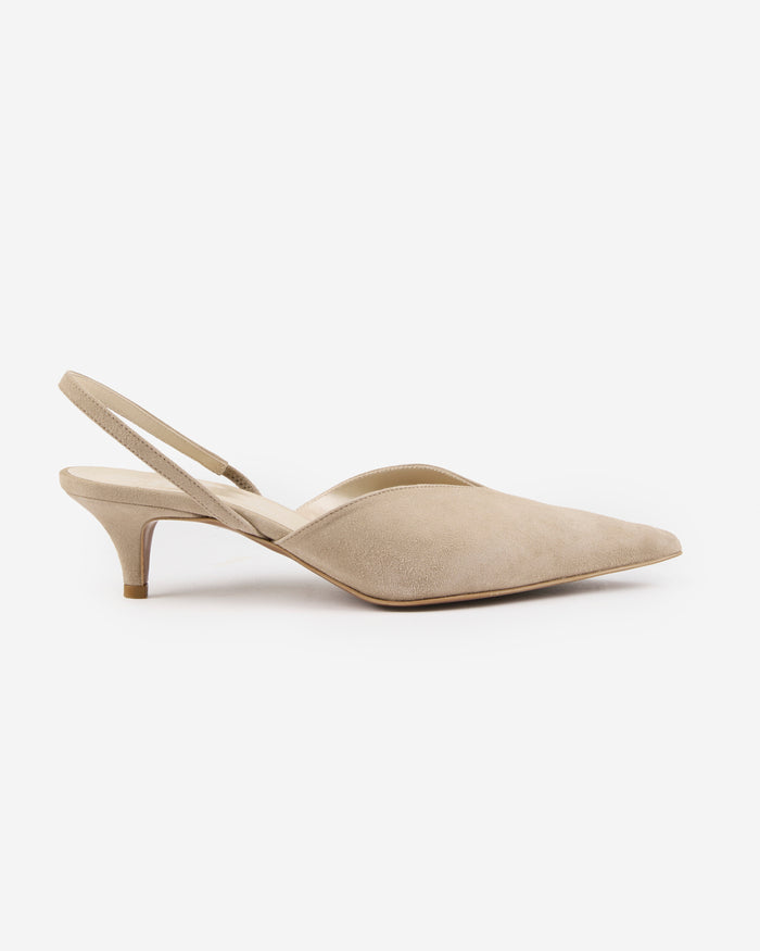 Suede leather slingback pumps