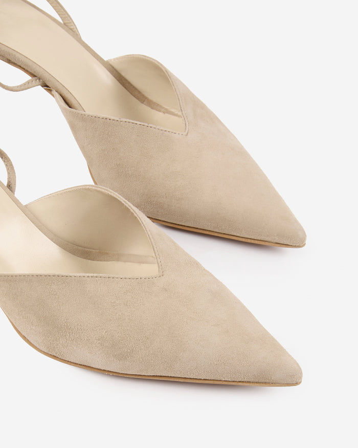 Suede leather slingback pumps
