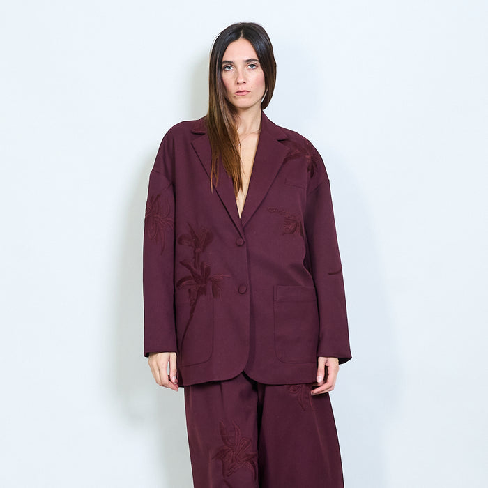 Tailored blazer with floral embroidery wholesale