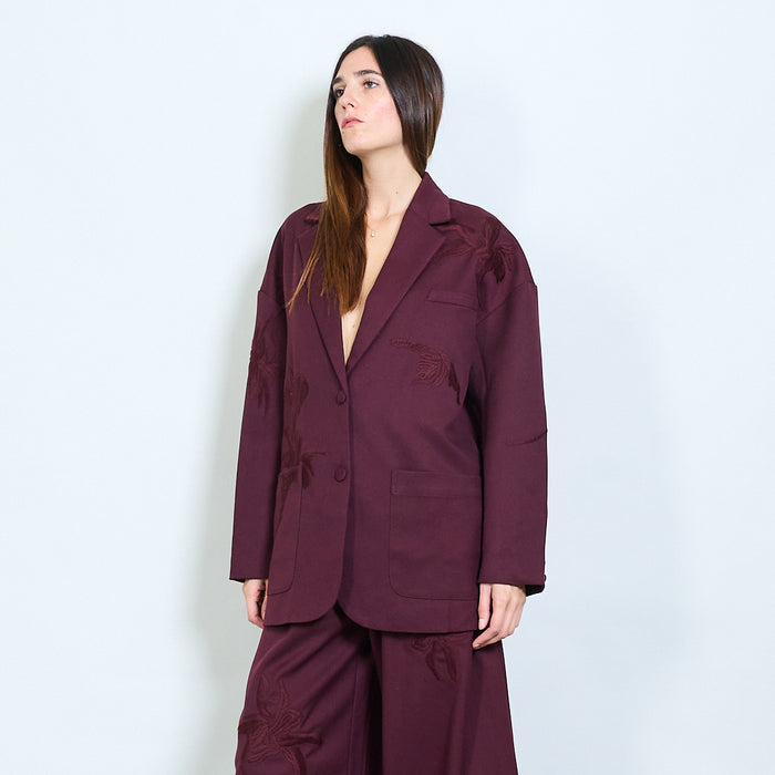 Tailored blazer with floral embroidery wholesale