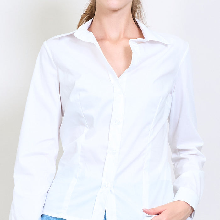 Tailored fitted poplin button-down shirt wholesale