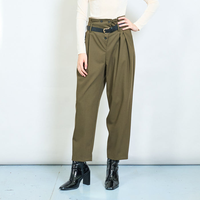 Tailored pleated trousers with belt wholesale