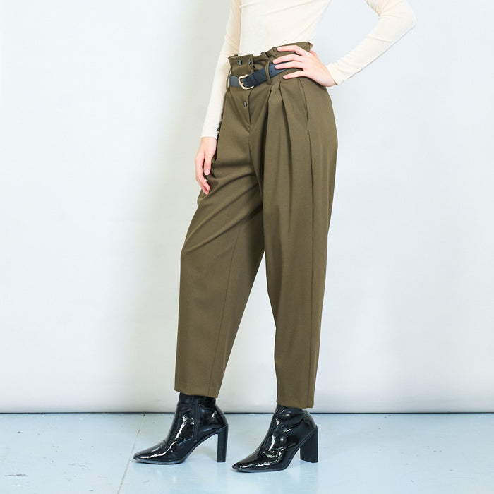 Tailored pleated trousers with belt wholesale