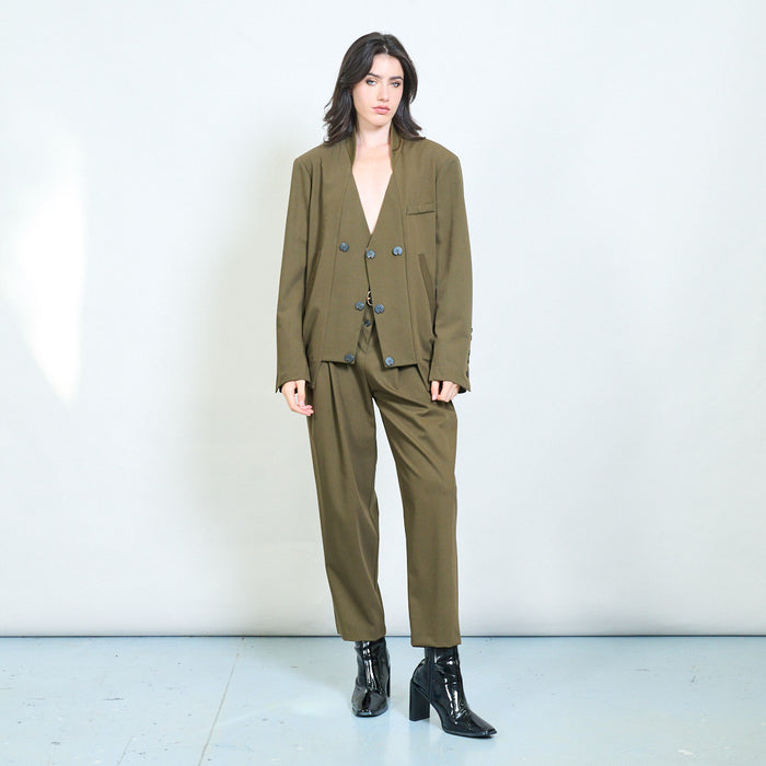 Tailored pleated trousers with belt wholesale