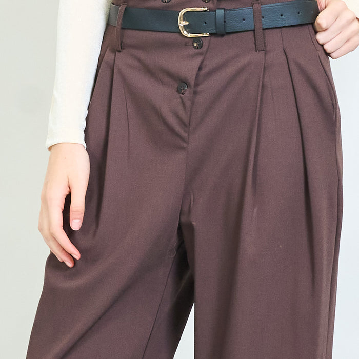 Tailored pleated trousers with belt wholesale