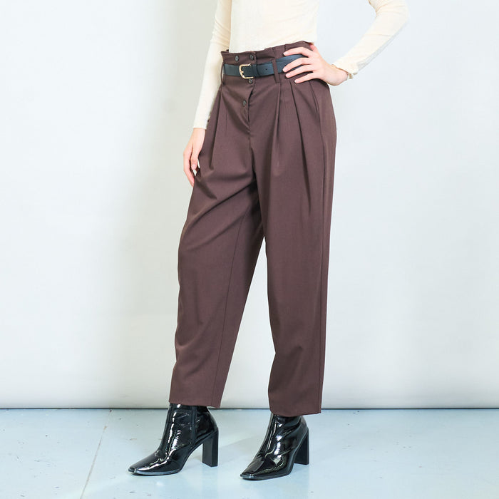 Tailored pleated trousers with belt wholesale