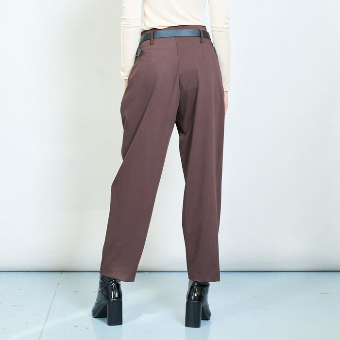 Tailored pleated trousers with belt wholesale