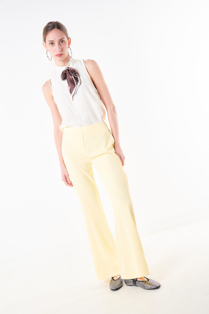 Tailored straight leg trouser with clean waistband design wholesale