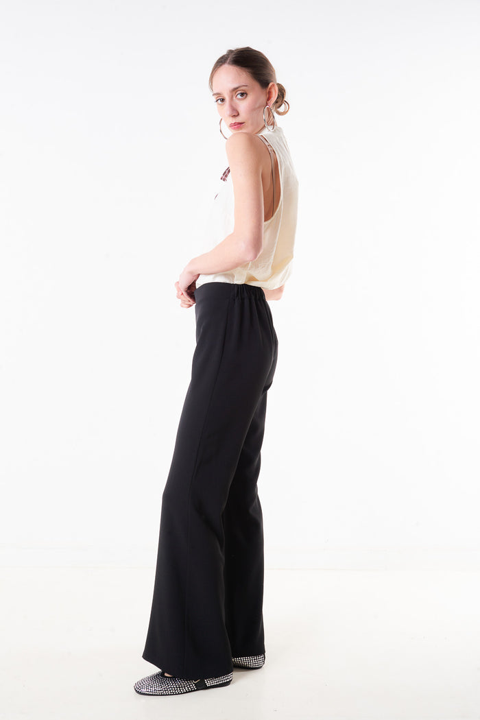 Tailored straight leg trouser with clean waistband design wholesale