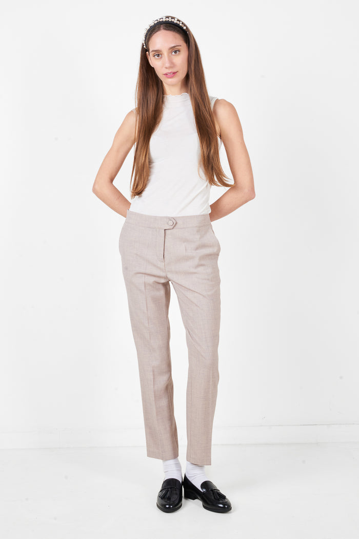 Tailored straight leg trousers with clean finish wholesale