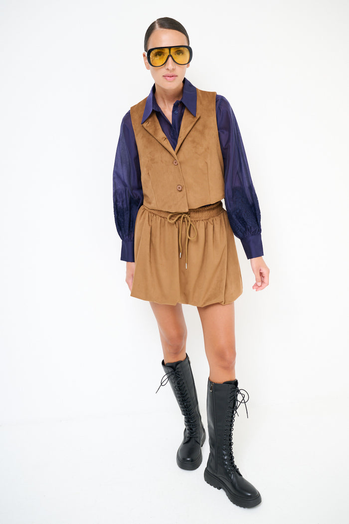Tailored suede-effect buttoned vest wholesale