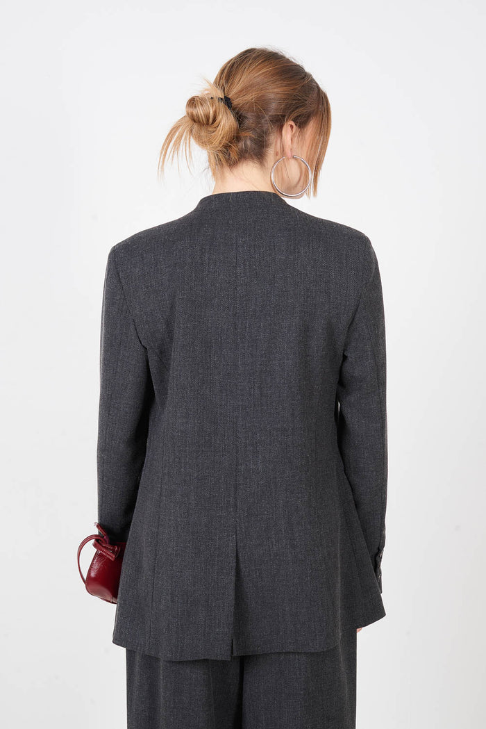 Tailored v neck button front blazer jacket wholesale