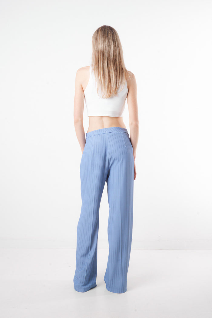 Tailored vertical pinstripe straight leg trousers wholesale