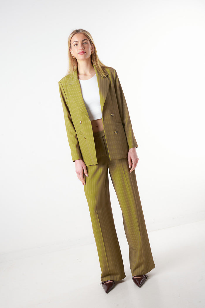 Tailored vertical pinstripe straight leg trousers wholesale