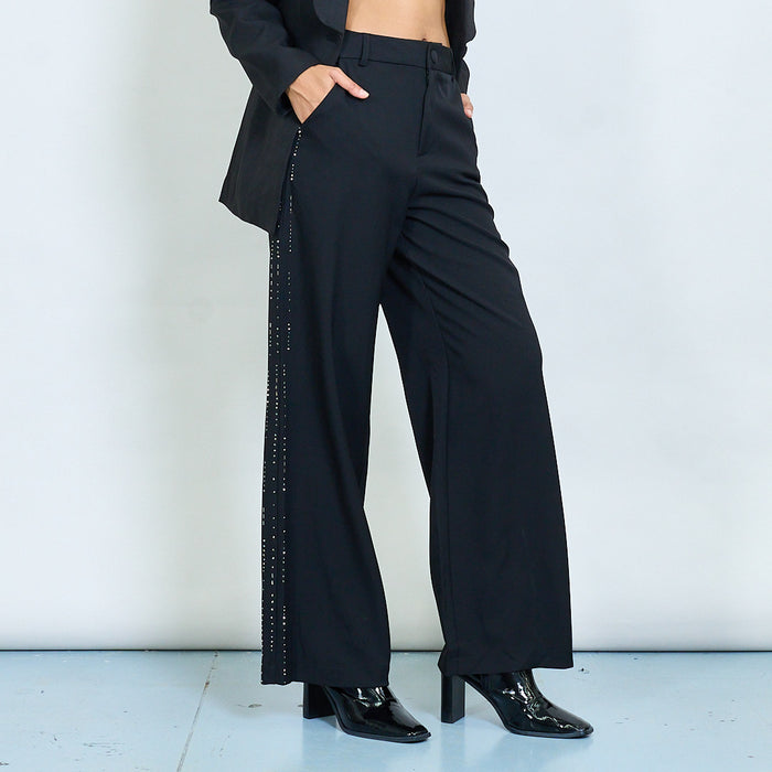 Tailored wide leg trousers with stud details wholesale