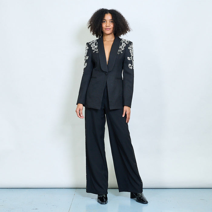 Tailored wide leg trousers with stud details wholesale