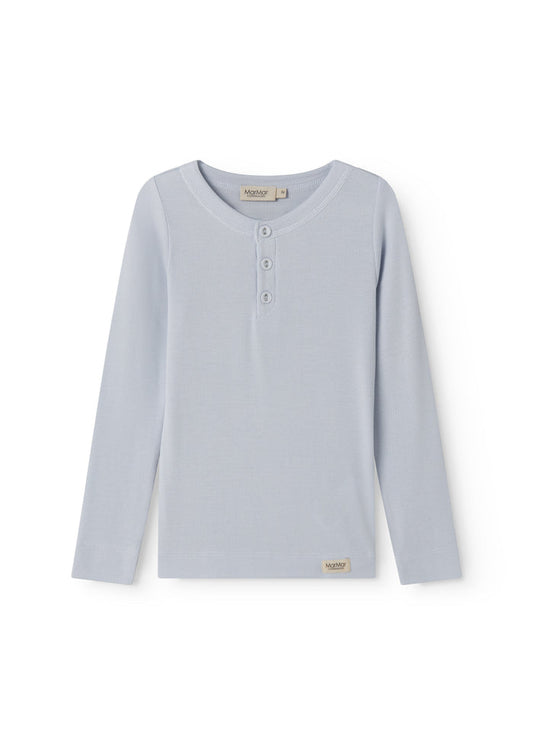 Light blue langarm t-shirt for children with button pl
