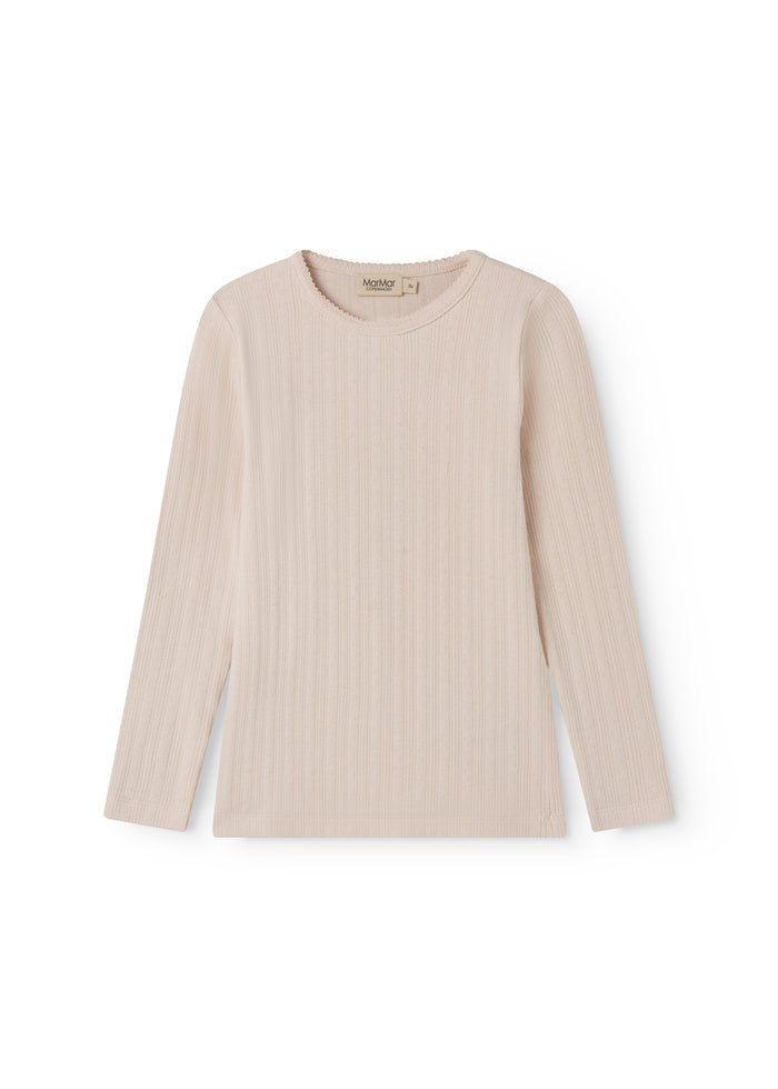 Red long-sleeved pointelle t-shirt for children