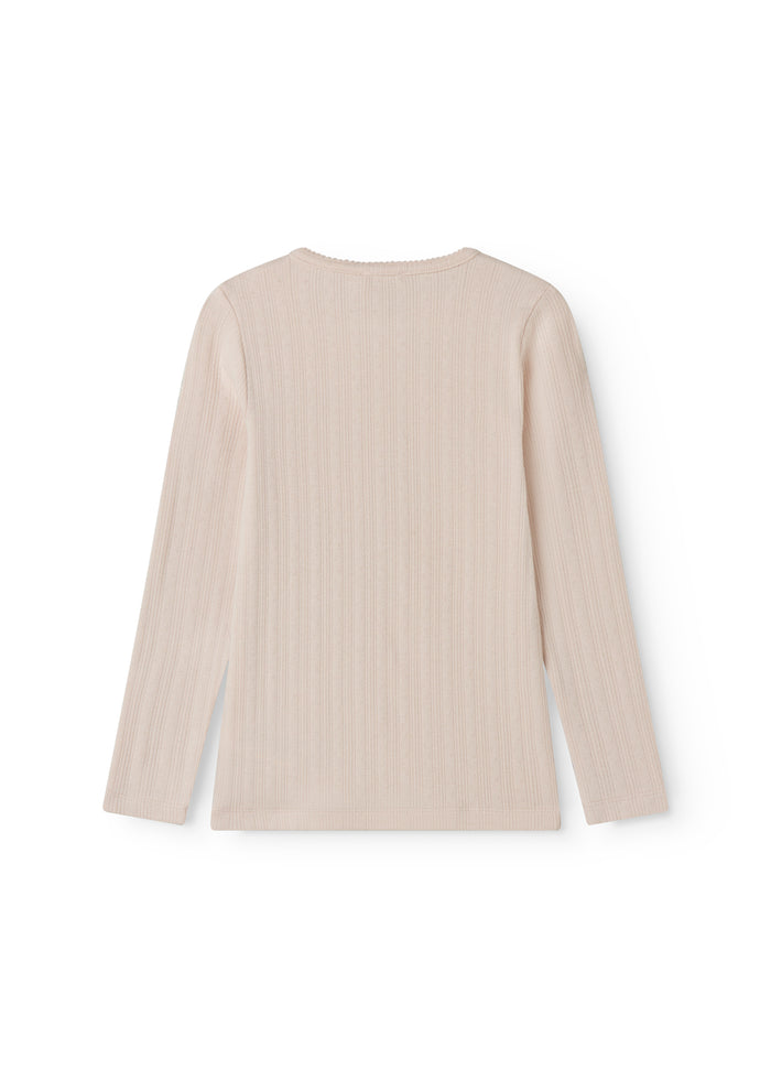 Red long-sleeved pointelle t-shirt for children