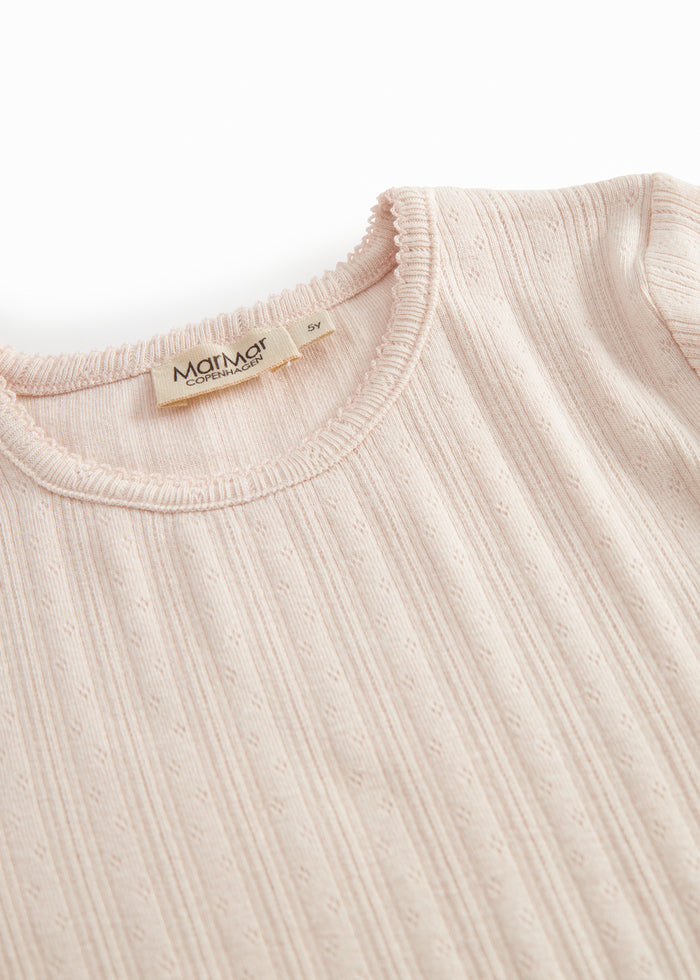 Red long-sleeved pointelle t-shirt for children