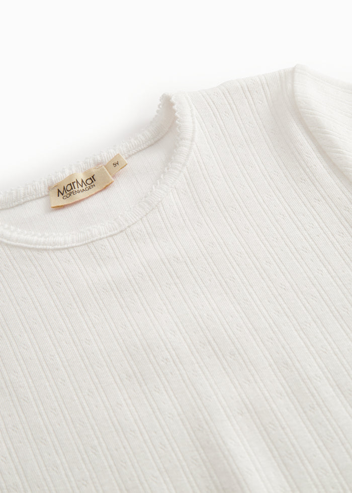 White short-sleeved pointelle t-shirt for children