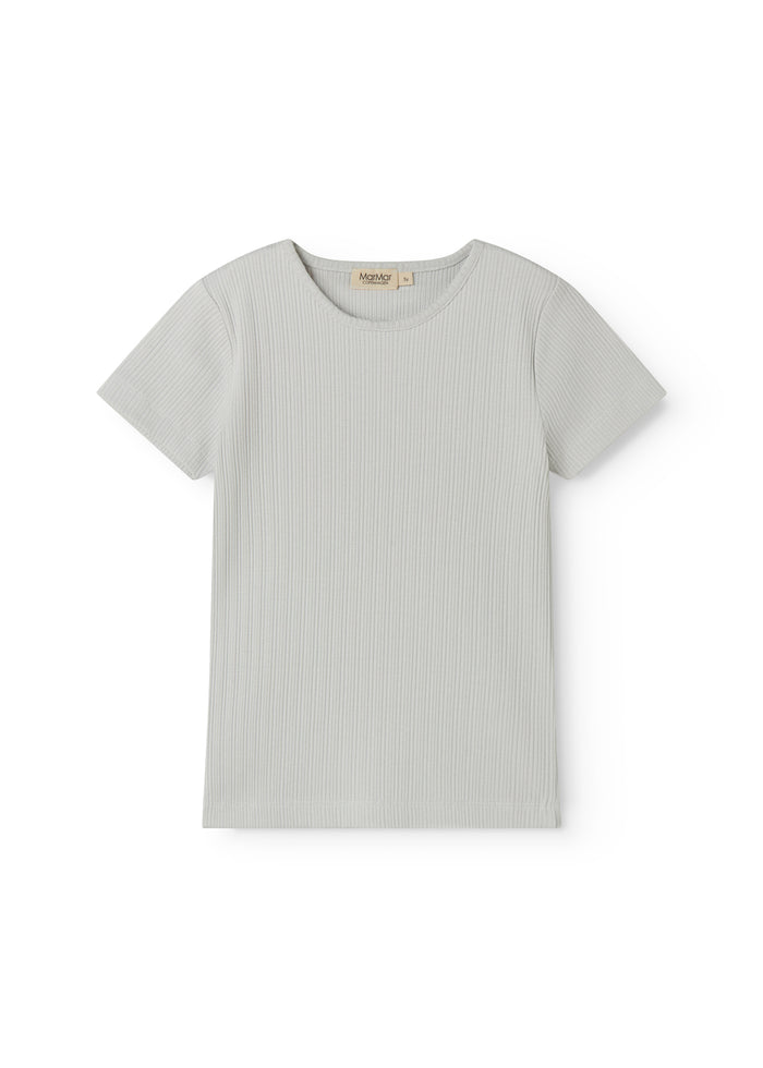 Light green short-sleeved pointelle t-shirt for children