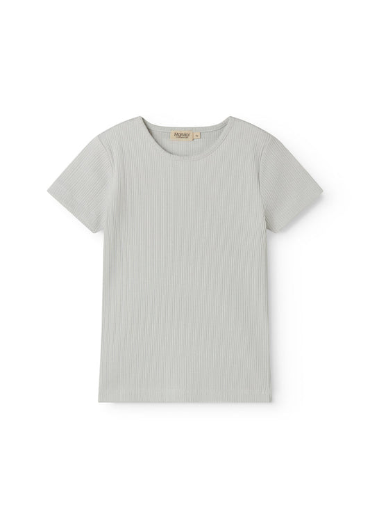 Light green short-sleeved pointelle t-shirt for children