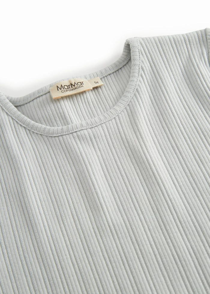 Light green short-sleeved pointelle t-shirt for children