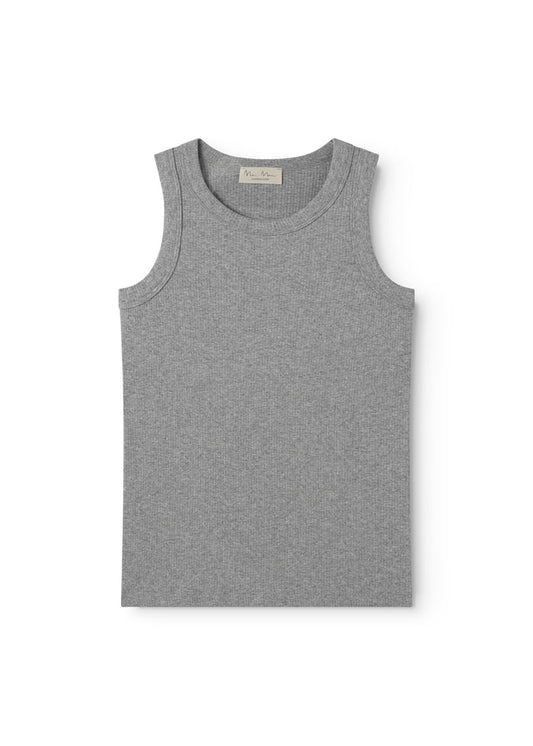 Lysgrå melange tanktop med rund hals, ærmeløs, flad visning