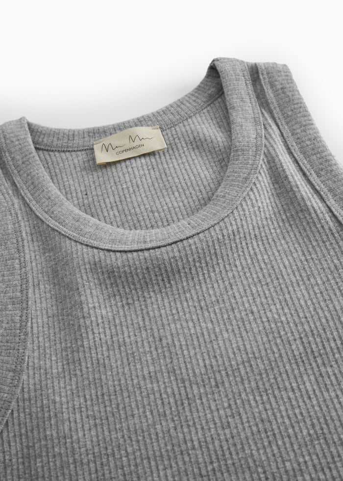 Gray ribbed tanktop for women