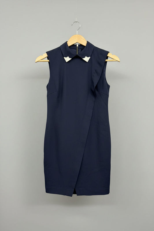Ted Baker (1) Noi Noi Blue Dress UK 8 EU 36 Collared Shift Navy