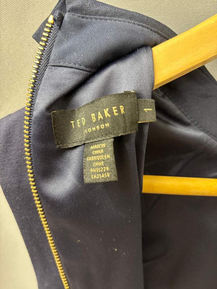 Ted Baker (1) Noi Noi Blue Dress UK 8 EU 36 Collared Shift Navy