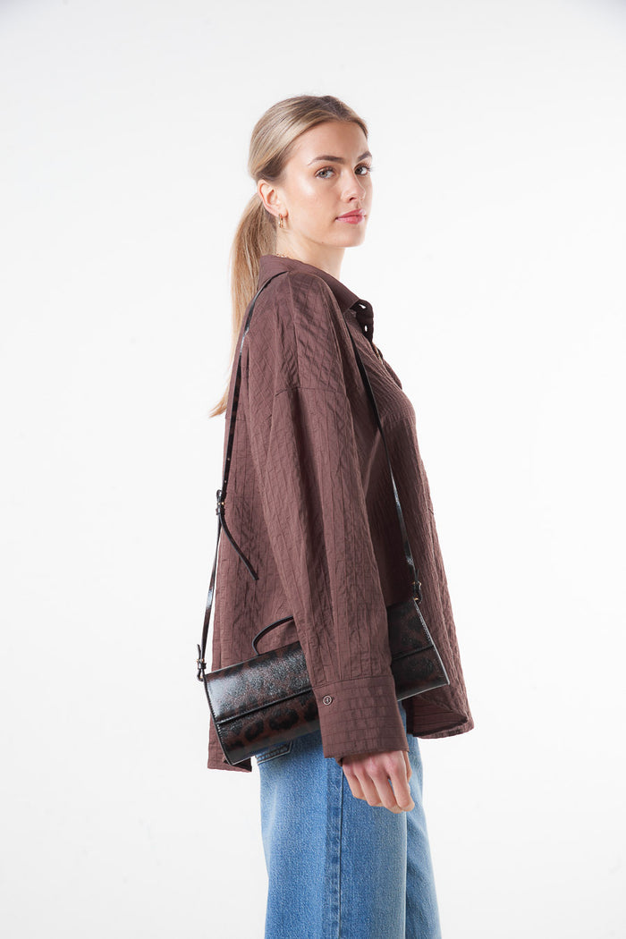 Textured cotton relaxed fit button-up shirt blouse wholesale