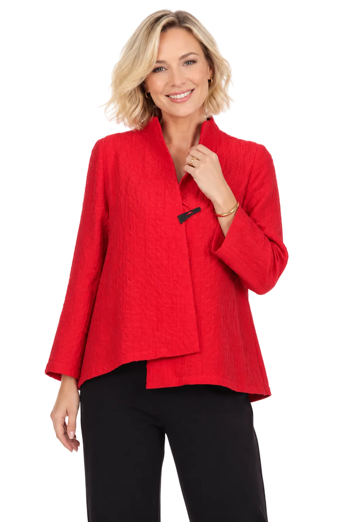 Textured Jacquard Jacket in Red - 4093-RD