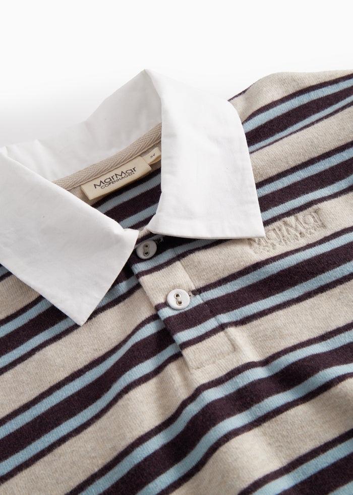 Striped sweat polo for children with a collar and long sleeves