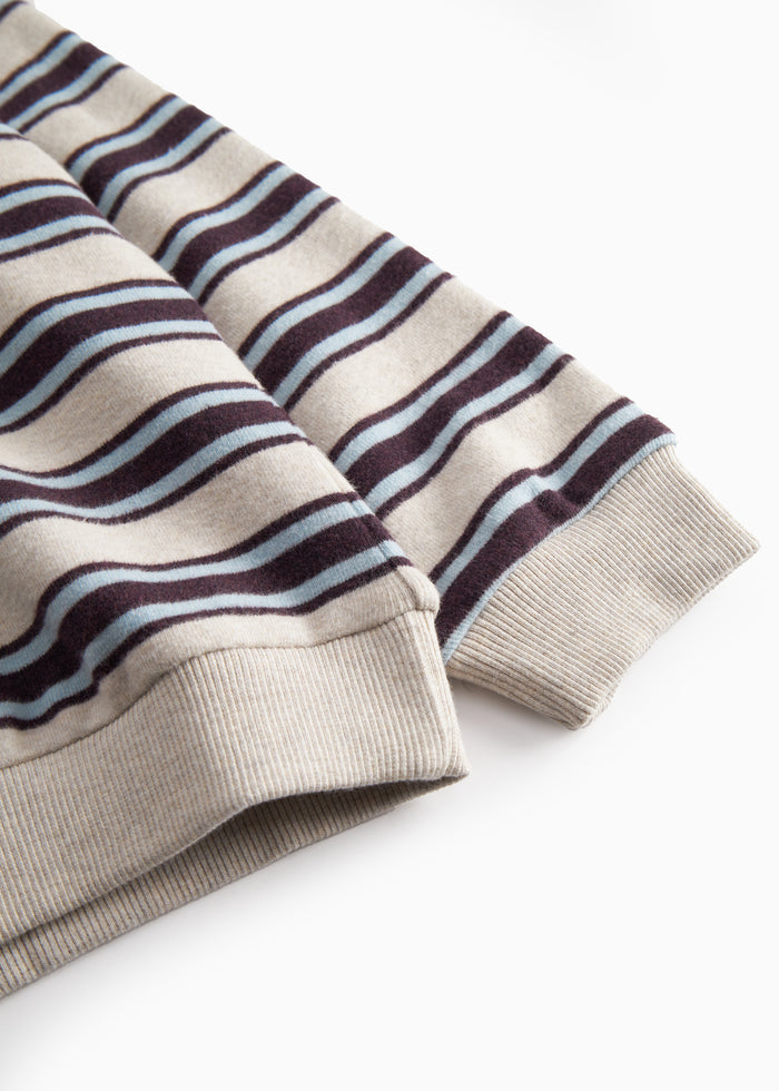 Striped sweat polo for children with a collar and long sleeves