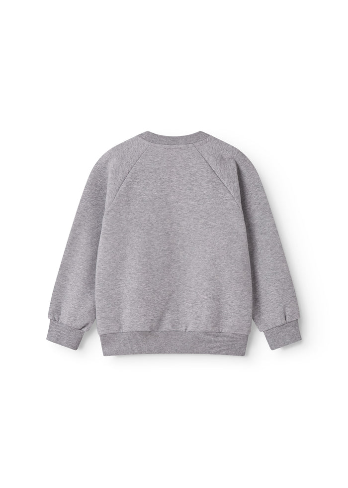 Gray sweatshirt for children with MarMar logo in blue and pink.