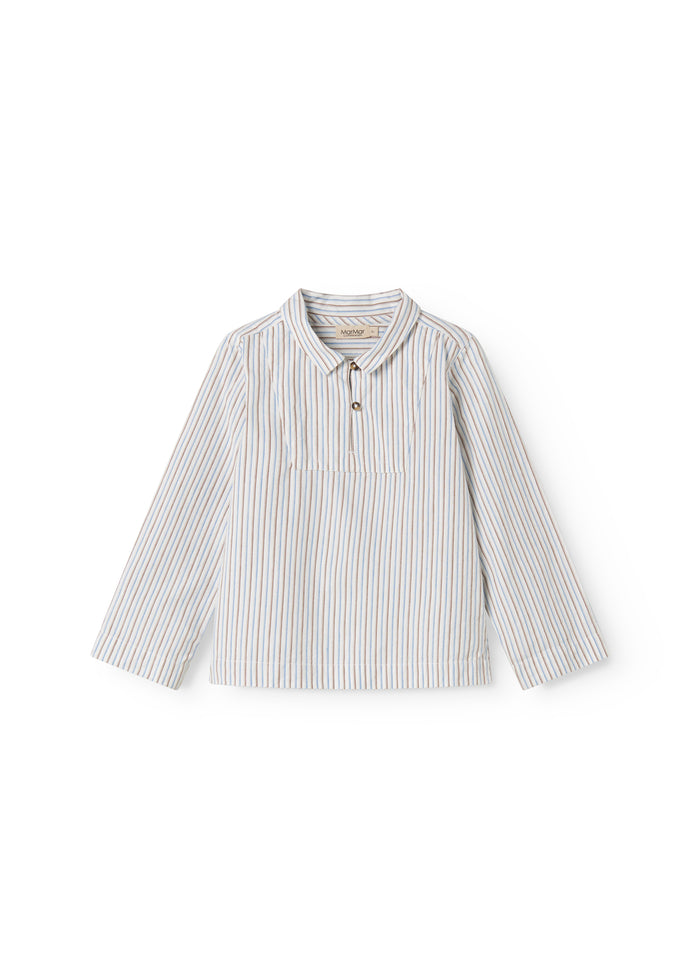 Striped blue shirt with collar and buttons for children