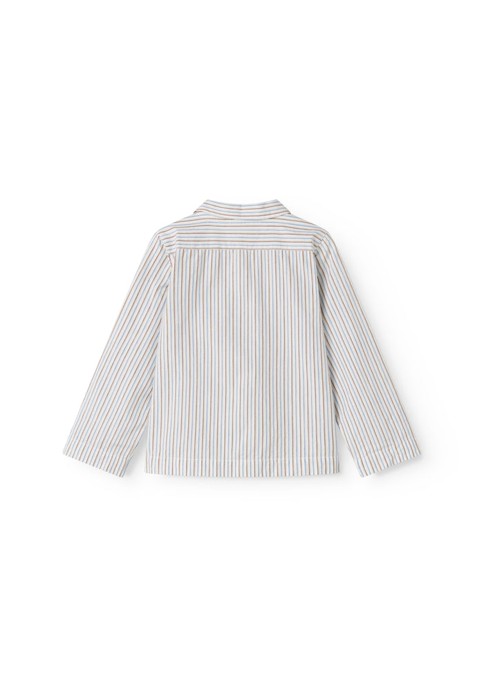 Striped blue shirt with collar and buttons for children