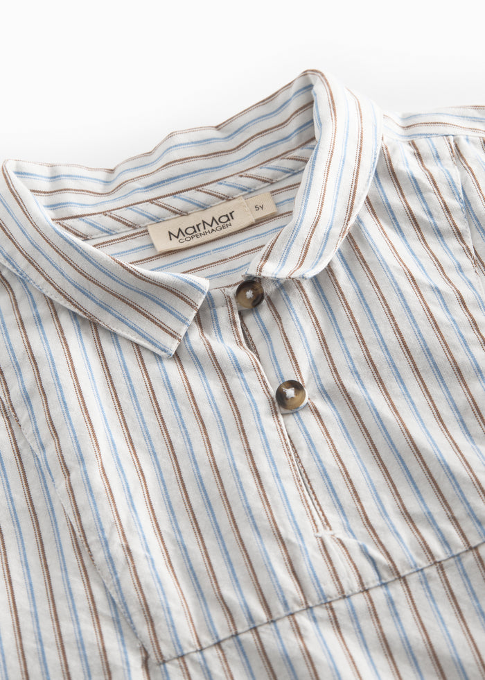 Striped blue shirt with collar and buttons for children