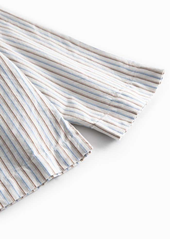 Striped blue shirt with collar and buttons for children