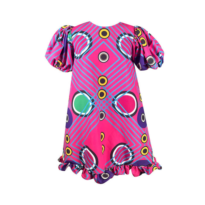 Tsonga A-line Dress with Puff Sleeves
