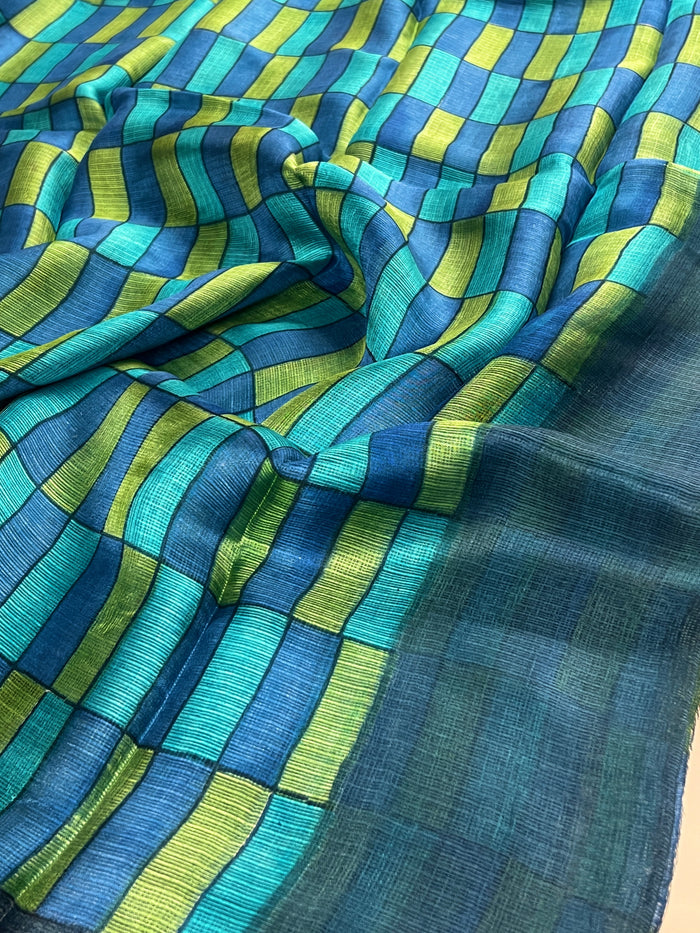 Turquoise Silk Kota Saree