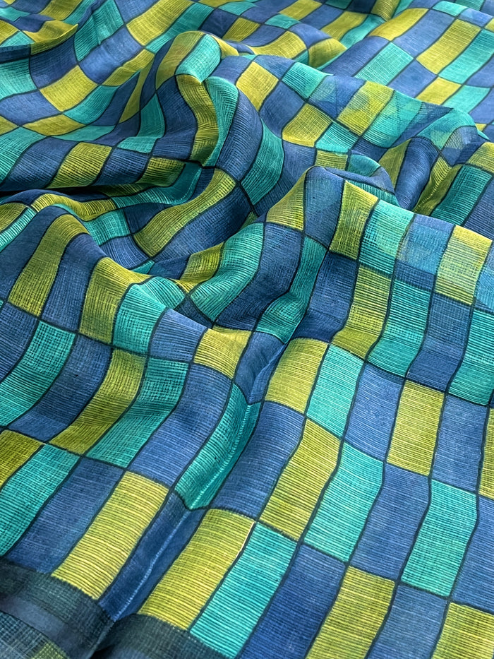 Turquoise Silk Kota Saree