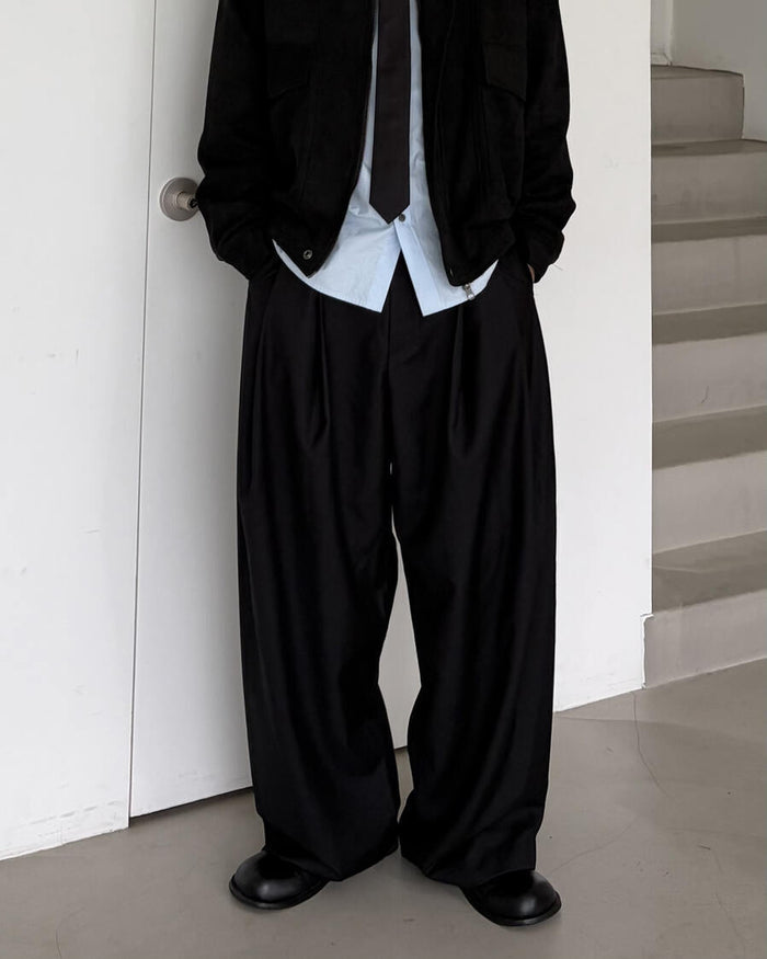 Two-Tuck Wide Slacks Pants