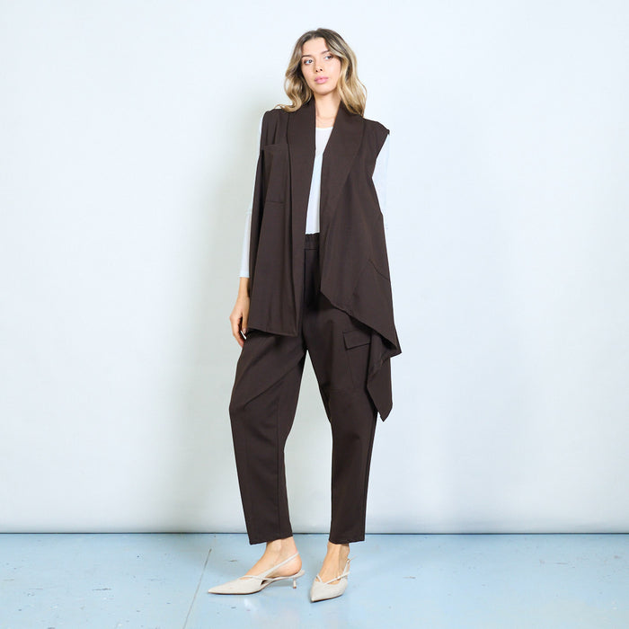 Utility pocket tapered trouser with elastic waist wholesale