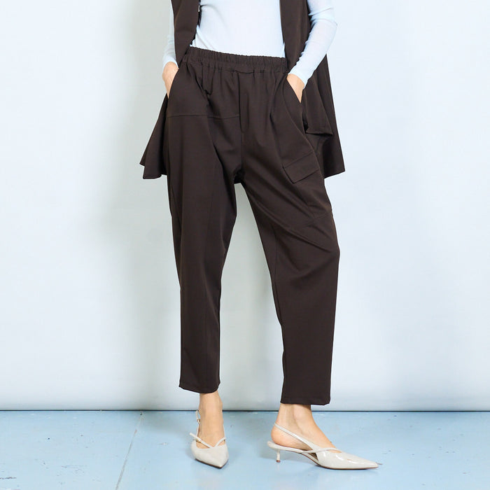 Utility pocket tapered trouser with elastic waist wholesale